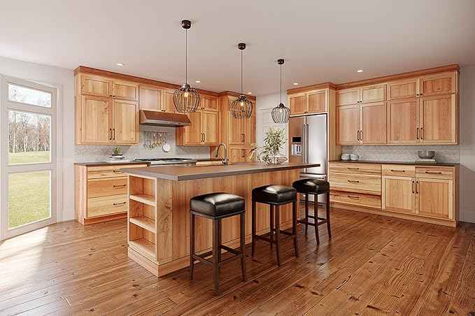 Quicklock RTA (Ready-to-Assemble) 42" Tall Wall Kitchen Cabinets - Shaker Style | 100% Hardwood | Made in America | Soft Close Hardware (Rustic Hickory, 12" D x 30" W x 24" H)