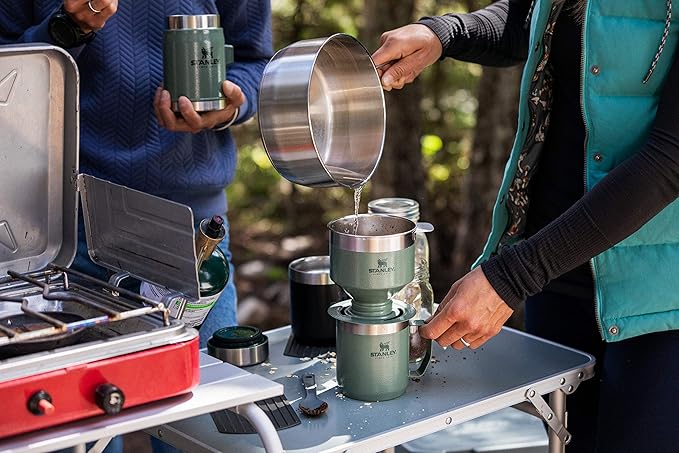 STANLEY Perfect Brew Pour Over Manual Single Cup Coffee Maker Drip Coffee Maker with Reusable Filter | Easy Clean Stainless Steel BPA-Free Hammertone Green (Pack of 4)