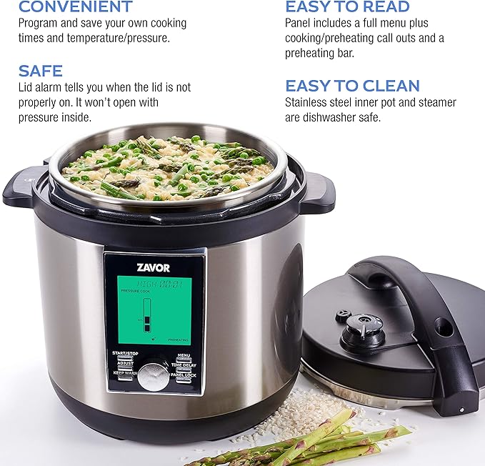 Zavor LUX LCD 6 Quart Multi-cooker with America's Test Kitchen Multicooker Perfection Cookbook, Stainless Steel