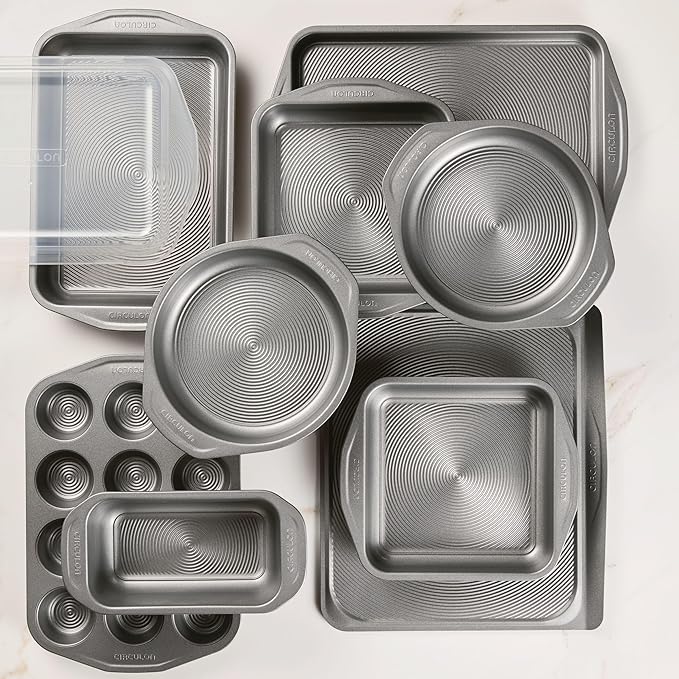 Circulon Total Nonstick Bakeware Set, Metal Baking Pans Set, 10-Piece, Gray