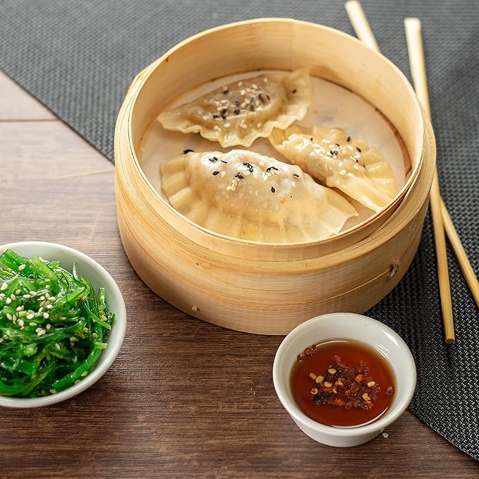 MasterChef Junior Kids Dumpling Making Set- 5 Pc Kit- Real Cookware Includes Recipes, Steamer Basket, Mold, Press Measuring Spoons Steamer Paper, Homemade Cooking Party for Dim Sum Soups Chinese Food