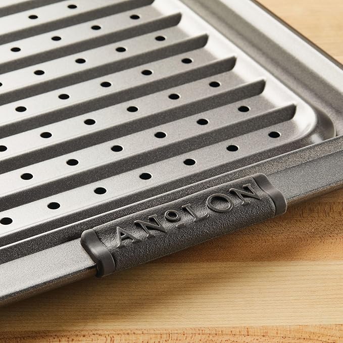 Anolon Advanced Nonstick Bakeware Set, Nonstick Cookie Sheet / Baking Sheet and Crisper Pan - 2 Piece, Graphite Gray