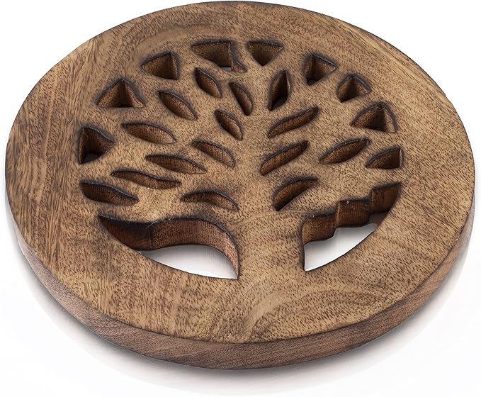 Handmade Wooden Trivet For Hot Dishes Plates & Pots Holder Hot Pad For Kitchen & Dining Table Decor Cookware Heat Resistant Rustic Decorative Carvings Tabletop Home & Dining Table Essentials (Antique)