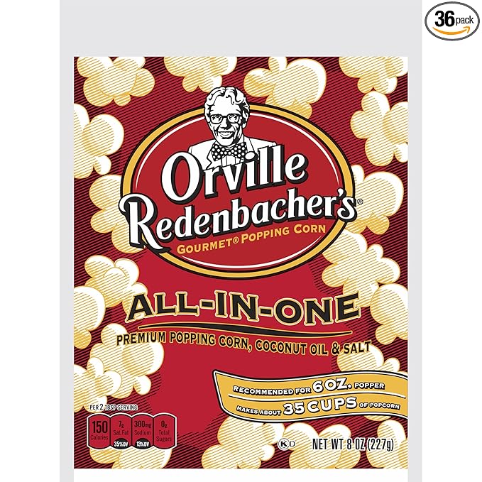 Orville Redenbacher's All-In-One Popcorn Kit, with Kernels, Coconut Oil & Salt, for 6oz. Popcorn Machine, 8oz. (Pack of 36)