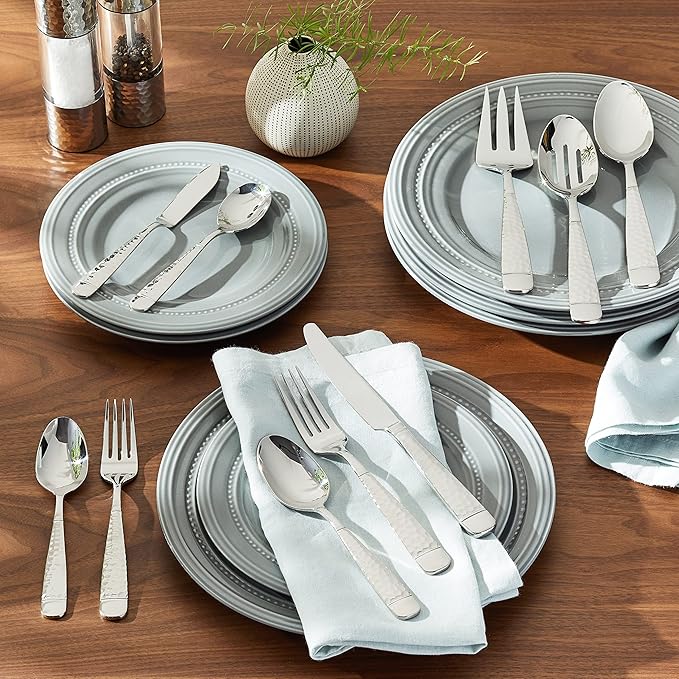 Lenox Eastwood 65-Piece Flatware Set, 12.45 LB, Metallic