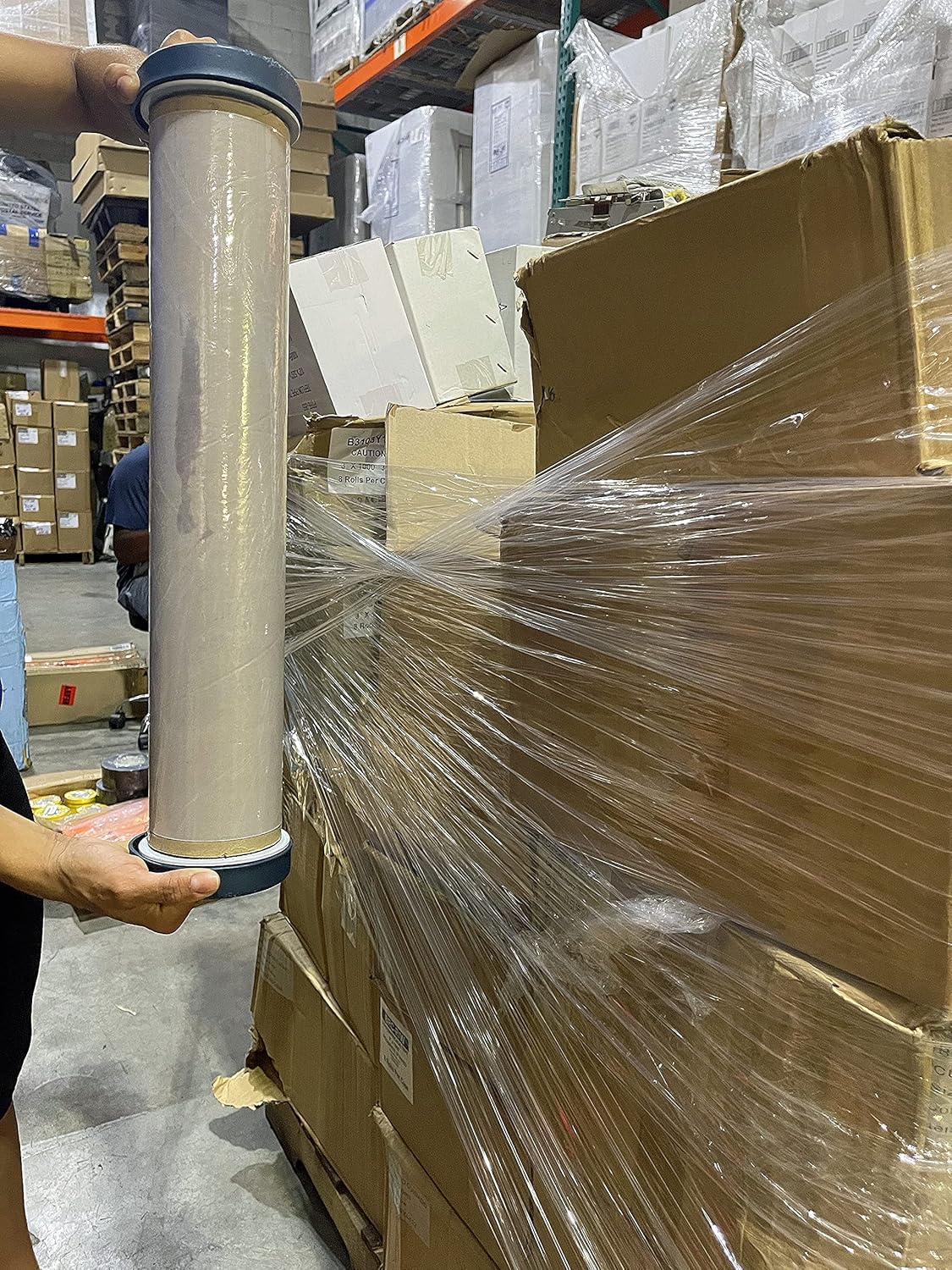 WOD Industrial Strength Stretch Film Dispenser with Adjustable Handle - Fits 12", 15", and 18" Widths, Compatible with 1.5", 2", and 3" Cores, Heavy Duty Aluminum Base for Pallet Wrapping (6 Pack)