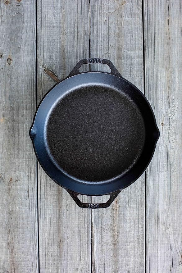 Lodge Seasoned Cast Iron Dual Handle Pan - Cast Iron Frying Pan - Even Heat Distribution - Oven & Stovetop Safe - PFAS-Free, Non-Toxic Cookware - 12 Inch