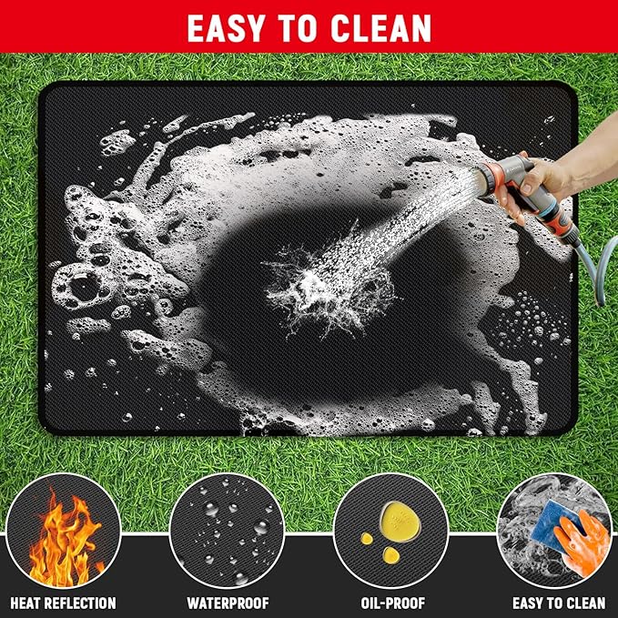 90 x 48 inch Under Grill Mats for Outdoor Grill, Double-Sided Fireproof, Oil and Waterproof Protective Mat for Grass and Deck, Outerdoor BBQ Fire Pit Fireplace Mat