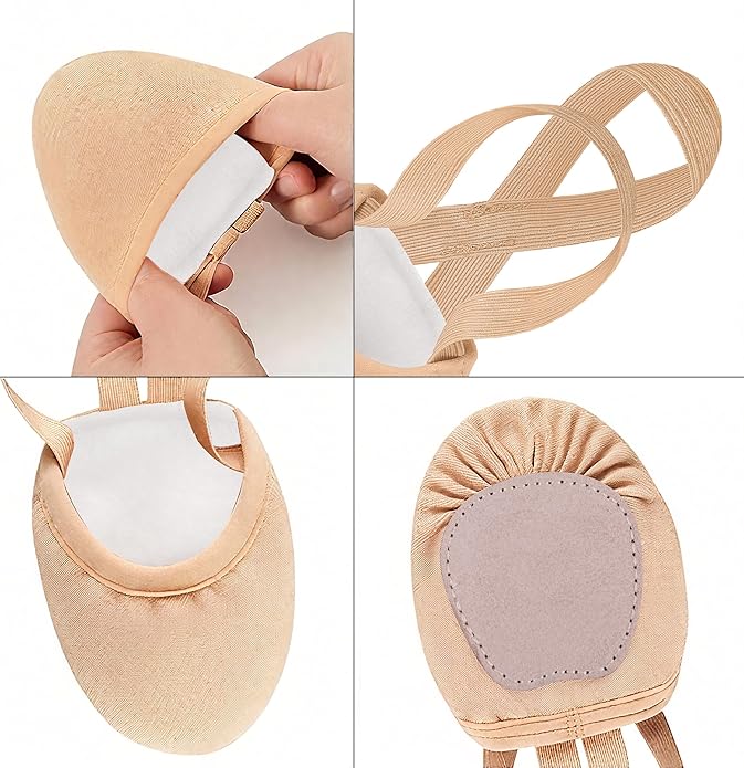 2Pcs Women's Canvas Half Soles Dance Shoes Turners Dance Shoes Lyrical Pirouette Shoes for Ballet