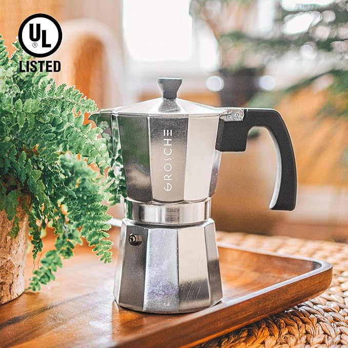 GROSCHE Milano Moka Pot | 9 Espresso Cup - 15.2 oz | Stovetop Espresso Percolator & Coffee Maker – Portable, Ideal for Home and Camping