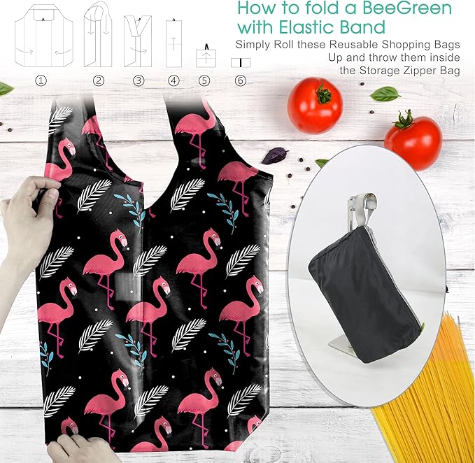 BeeGreen Animal Reusable Grocery Bags Bulk 12 Packs X-Large50LBS, Reusable Shopping Bags Foldable for Groceries, Vegetables, Fruits Watertight Bulk Tote Bags Washable For Women Men