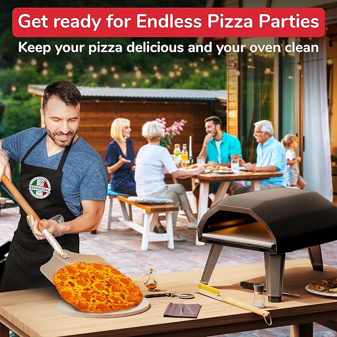 Senwosa Premium Pizza Oven Accessories Kit - 6-Piece Set for Home Pizza Making: Includes Pizza Peel, Oven Brush, Bubble Popper Turner, Rocker Cutter, Dough Roller & Scraper