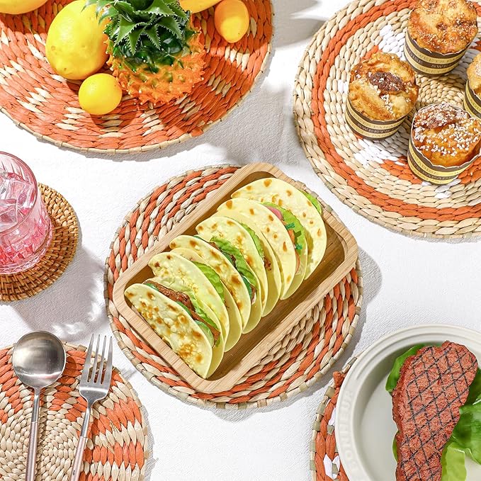 Tatuo 11 Pcs Boho Wall Basket Decor Bulrush Woven Wall Hanging Art Round Farmhouse Rustic Handmade Wicker for Summer Home, Bedroom, Living Room, Kitchen Decorations, Multi Sizes(Delicate)