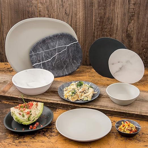 Carlisle FoodService Products Ridge Reusable Plate Rimless Plate for Home and Restaurant, Melamine, 9 Inches, Cement