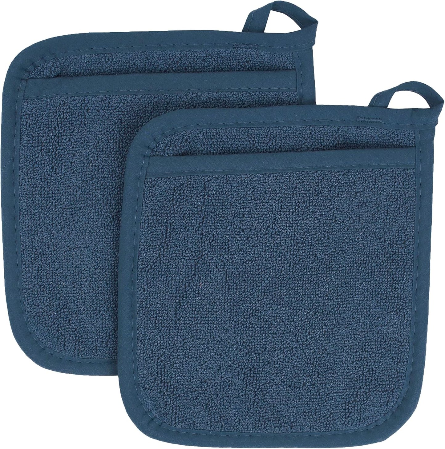 RITZ Terry Pocket Mitt & Hot Pad: Unparalleled Heat Resistant, Durable 100% Cotton – Ergonomically Designed for Optimal Grip – Easy-Care Machine Washable – 2-Pack, Midnight