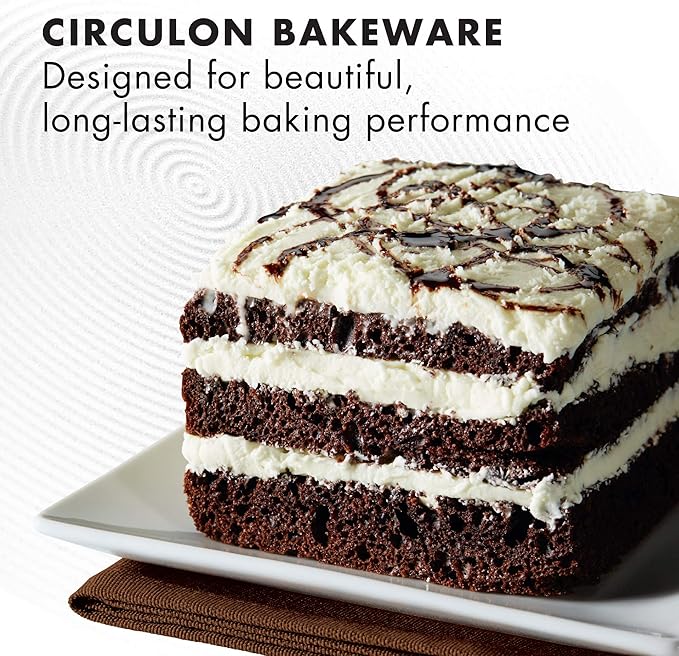 Circulon 47110 Nonstick Bakeware Set with Cookie and Cake Pans 3 Piece Chocolate