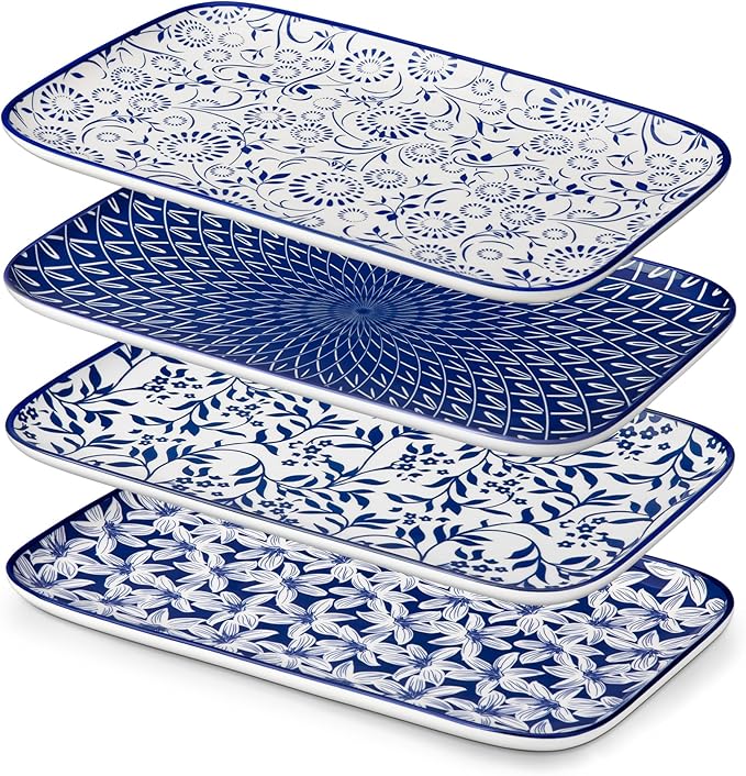 vancasso Porcelain Serving Trays for Party, Serving Platters Set of 4,Serving Dishes for Entertaining, Ceramic Party Trays and Platters for Serving Food, 12" Inch, Series SELENE