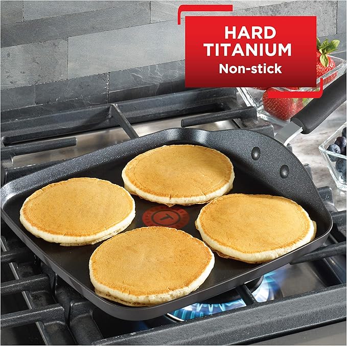 T-Fal Ultimate Hard Anodized Nonstick Griddle 10.25 Inch Oven Broiler Safe 400F Cookware, Pots and Pans, Dishwasher Safe Grey