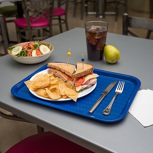Carlisle FoodService Products CT121614 Café Standard Cafeteria / Fast Food Tray, 12" x 16", Blue