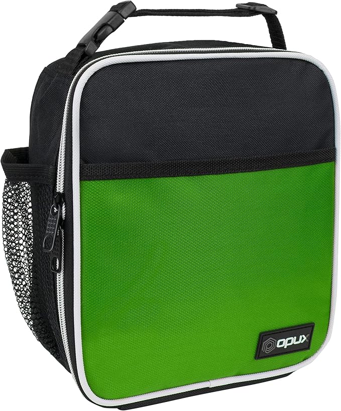 opux Premium Insulated Lunch Box, Soft School Lunch Bag for Kids Boys Girls, Leakproof Small Lunch Pail Men Women Work, Reusable Compact Cooler Tote Lunchbox for Office Adult, Green