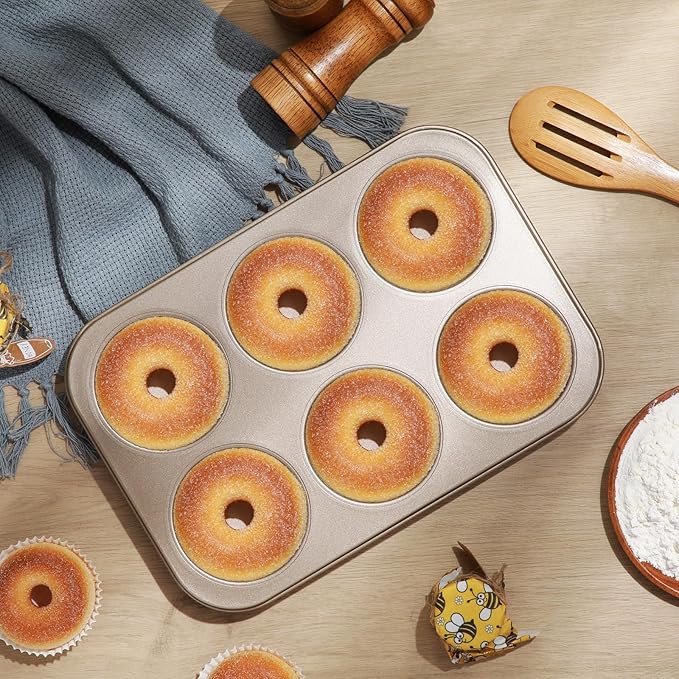Blushtier 6 Pack Jumbo Nonstick Muffin Baking Pan Muffin Tins Heavy Duty Cupcake Tin Gold Carbon Steel Cup Cake Tray for Baking Cupcakes, Dishwasher Safe Small Muffins Tarts
