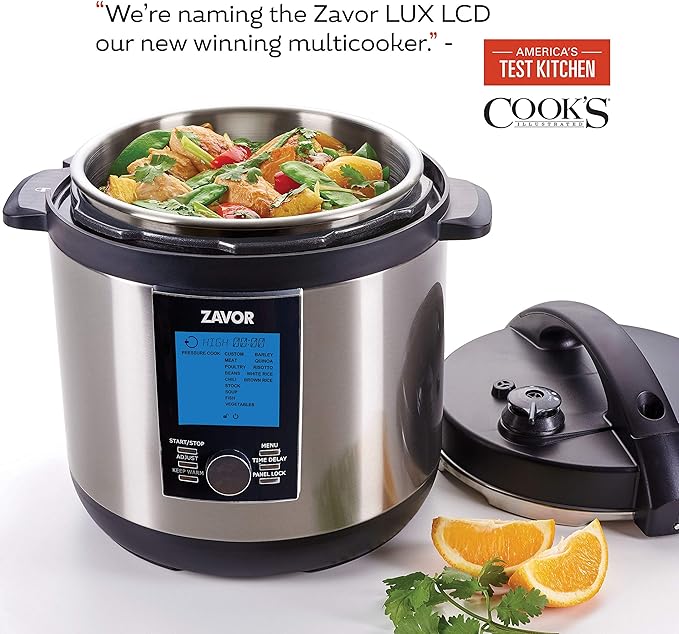 Zavor LUX LCD 6 Quart Multi-cooker with America's Test Kitchen Multicooker Perfection Cookbook, Stainless Steel