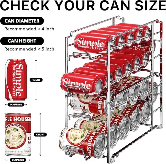 Simple Houseware Stackable Front Loading Beverage Can Dispenser Rack, Chrome - 2 Pack