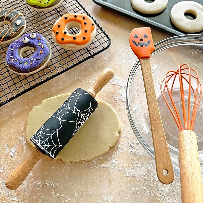 Spooky Halloween Mini Bake Set. Includes mini-Spatula, Whisk and Rolling Pin. Fall Fun Baking Set.