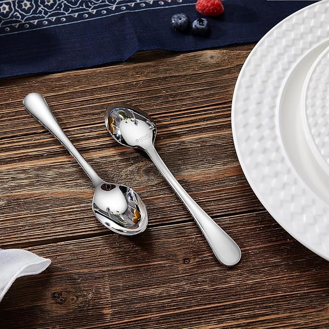 KEAWELL Premium Verona 8-Piece Spoon Set 6.5-Inch – 18/10 Stainless Steel, Heavy-Duty Mirror-Finished Flatware for Daily Meals, Hosting, and Special Occasions (8, Teaspoons)