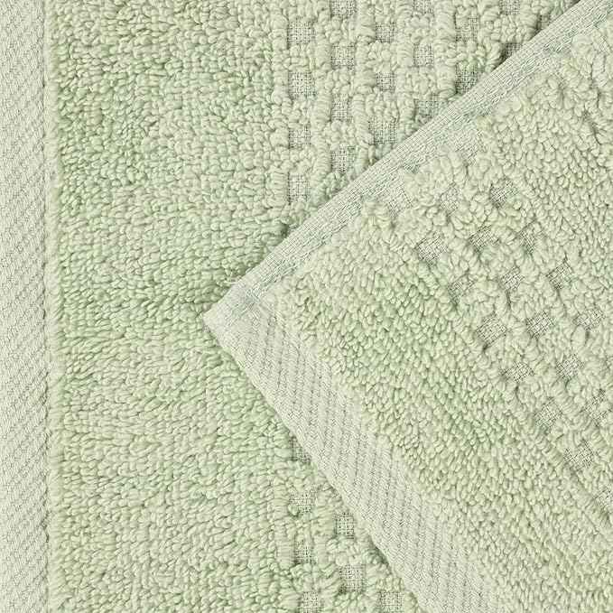 Superior Playa Zero Twist Cotton Medium Weight Towels, For Kitchen, Bathroom, Shower, Spa, Plush, Quick Dry, Ultra-Soft Towels, Bath Essentials, Waffle Textured, Absorbent Hand Towels, Set of 6, Green