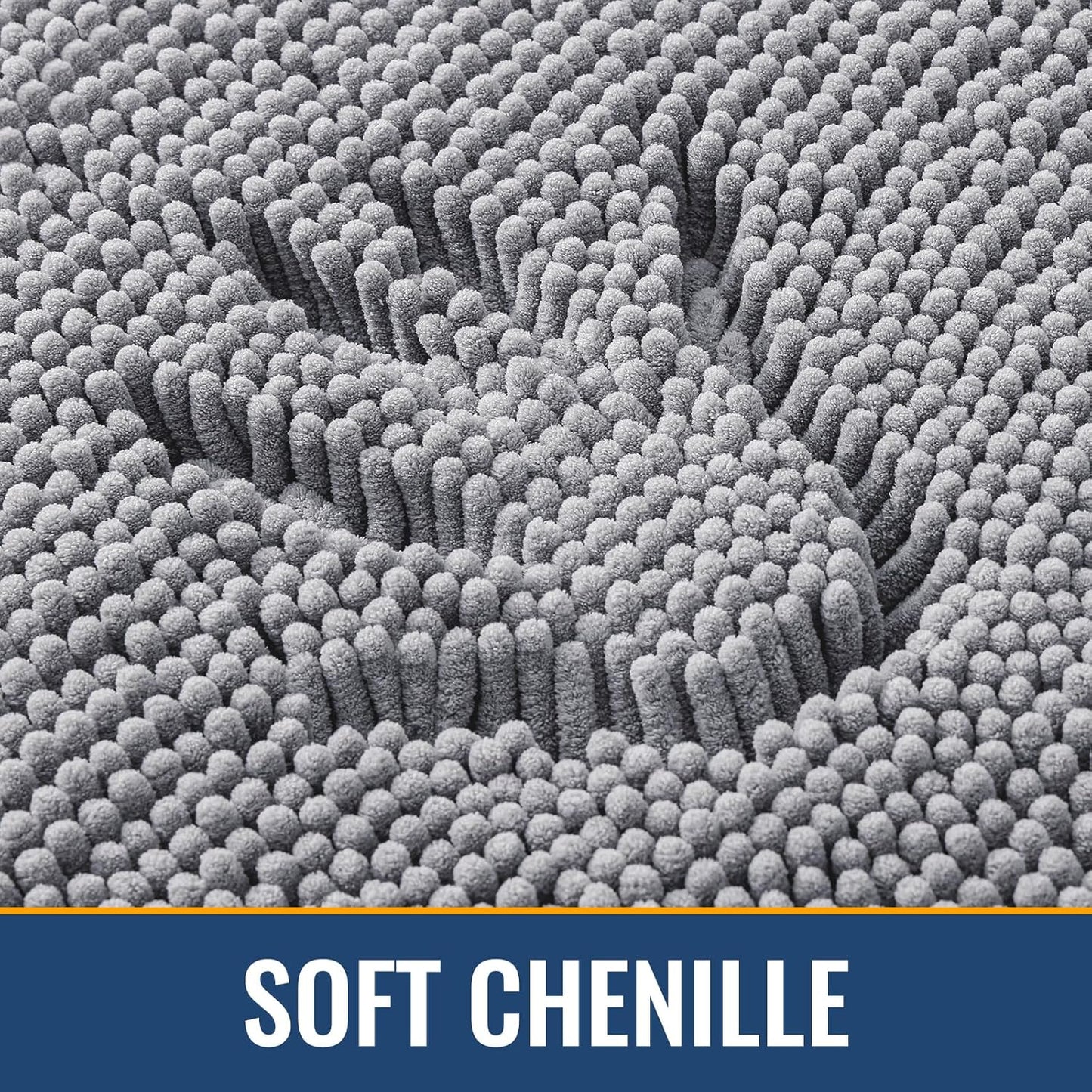 Arotive Bathroom Rugs 44x24, Extra Soft Absorbent Shaggy Chenille Bath Rugs, Machine Washable Rubber Backing Non-Slip Bath Mats for Bathroom Floor Tub and Shower, Home Decor Accessories, Grey