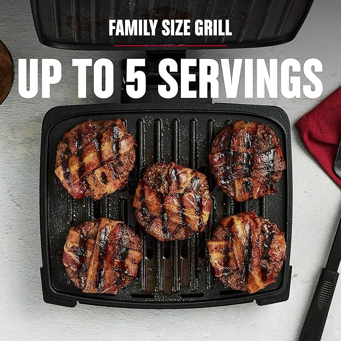 GEORGE FOREMAN® Contact Submersible™ Grill,5-Serving - Adjustable Temperature Control,Black Plates,Wash the entire-grill,(Pack of 2)