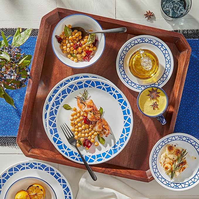 Corelle Vitrelle Glass Dinnerware Set, Chip & Crack Resistant Triple Layer Glass, 4-PC Dinner Plates, Paloma