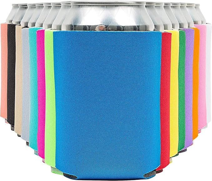 Blank Beer Can Coolers Sleeves (30-Pack) Soft Insulated Beer Can Coolies - HTV Friendly Plain Koolies in Bulk for Soda, Beer & Water Bottles - Coolie Blanks for Vinyl Projects & Wedding Favors