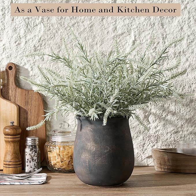 Rustic Utensil Holder for Kitchen Counter, Modern Farmhouse Cooking Utensil Holder and Crock Home Kitchen Decor, Vintage Ceramic Utensil Organizer for Spatula, Ladle, Eggbeater, Rolling Pin