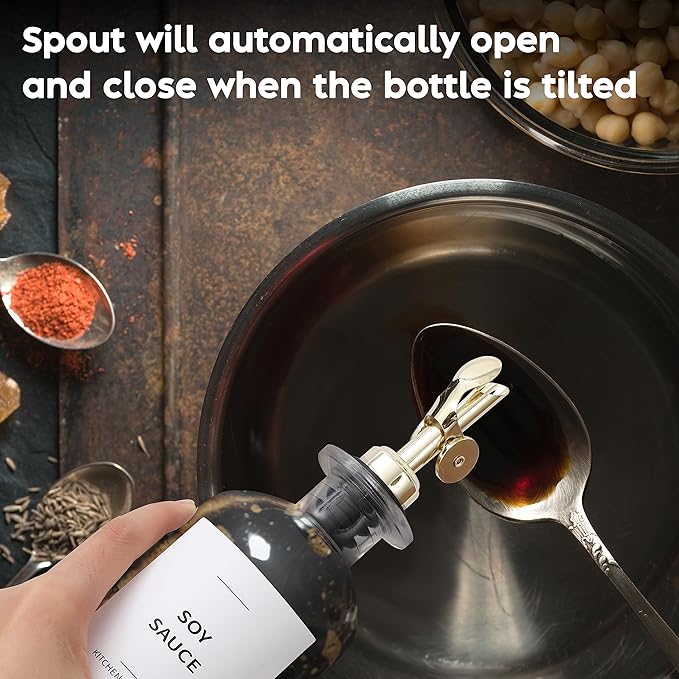 Spaceneat Olive Oil Dispenser Bottle for Kitchen,16.9 fl oz Gold, Silver & Black Bundle