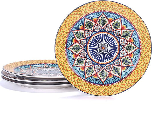 Bico Havana Dinner Plates Set of 4, 11 Inch Large Ceramic Plates for Pasta, Steak, Stylish Serving Dishes, Microwave and Dishwasher Safe, Gift for Housewarming and Thanksgiving