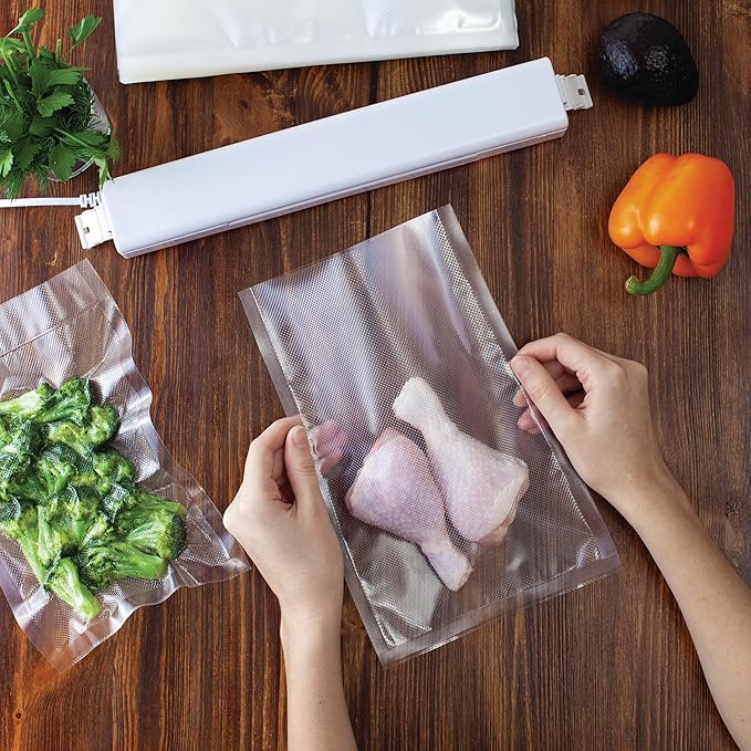 Houseables Vacuum Sealer Bags, Vacuum Sealer Rolls, Food Saver Bags Rolls, 11 Inch, Vac Seal, Sous Vide, Food Storage, Freezer, Sealing, Machine, Cooking, Air Sealable, BPA Free, Heavy Duty 11x16, 6PK
