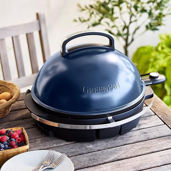 GreenPan 2-in-1 Portable Indoor/Outdoor Electric Grill & Griddle, Navy