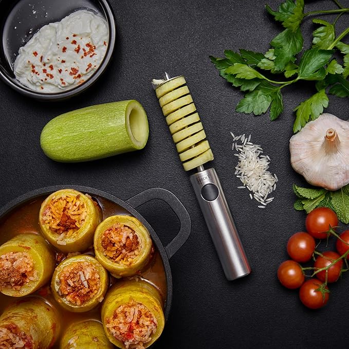 Lurch Germany Twister Stainless Steel Vegetable Drill | Fruit Corer And Veggie Spiralizer Ergonomic Handle With 4 Sizes for Coring and Hollowing out Zucchini, Potatoes, Carrot, Apple