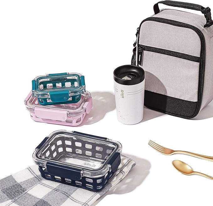 Ello Duraglass Meal Prep Container- Glass Food Storage Container with Silicone Sleeve and Airtight BPA-Free Plastic Lid, Dishwasher, Microwave, and Freezer Safe