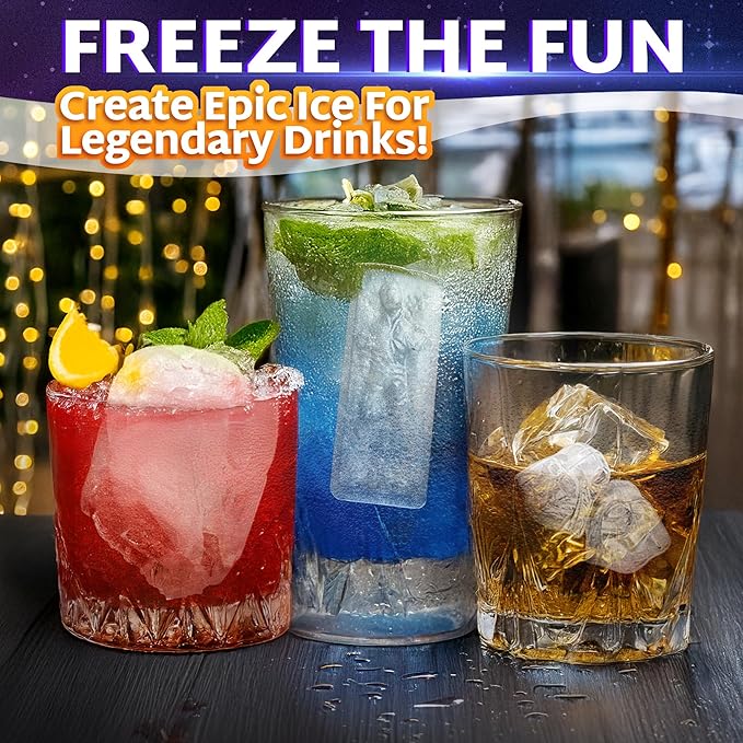Epic 8-piece Sci-fi Silicone Molds Set - Silicone Ice Cube Tray for Space Themed Drinks | Non-Stick, Reusable & Flexible for Jello, Candy, Chocolate & Wax | Suitable for Freezer, Oven & Microwave
