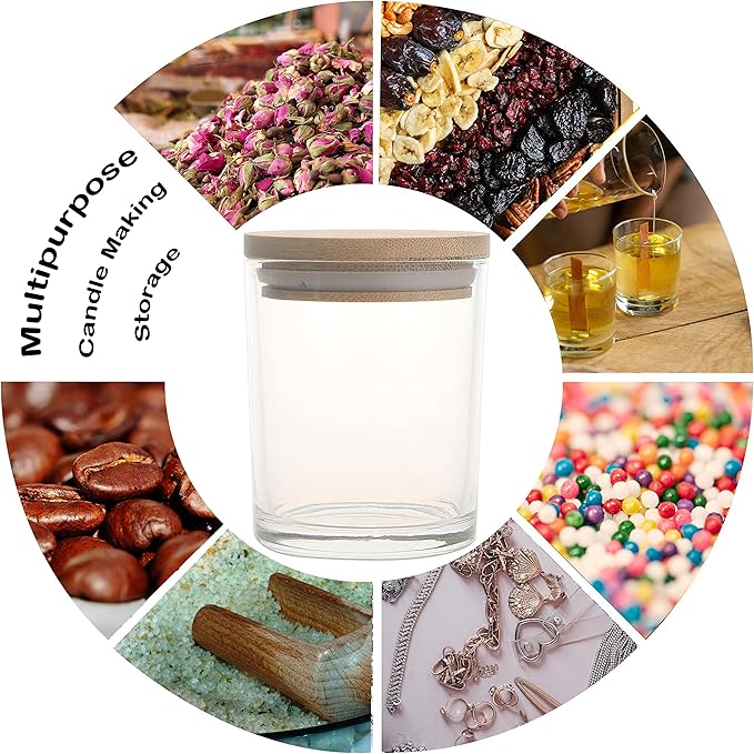 MILIVIXAY 12 Pack 12 OZ Clear Glass Candle Jars with Lids and Candle Making Kits - Bulk Empty Candle Jars for Making Candles - Spice, Powder Containers.