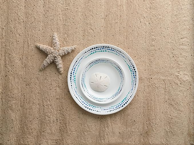 Corelle Dinnerware Set (4pc Set, Ocean Blues)-Set for 4 | Includes 4 x Dinner Plates | 80% Recycled Glass | 3 X More Durable, Half the Space & Weight of Traditional Ceramic