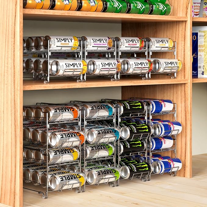 Simple Houseware 2PK Front Loading Tall Skinny Can Dispenser, Chrome