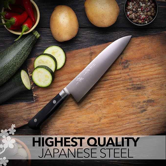 Kagayaki Japanese Chef’s Knife, KGR2-2 Professional Santoku Knife, R-2 Special Steel Pro Kitchen Knife with Ergonomic Pakka Wood Handle, 6.8 inch