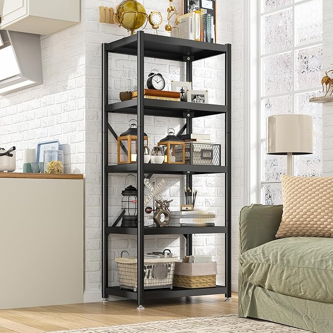 REIBII Storage Shelves for Storage with Wheels 1158LBS Heavy Duty Metal Shelving Unit Rolling Adjustable 5-Tier Pantry Shelves Kitchen Shelves Garage Shelving Utility Rack 2 Pack