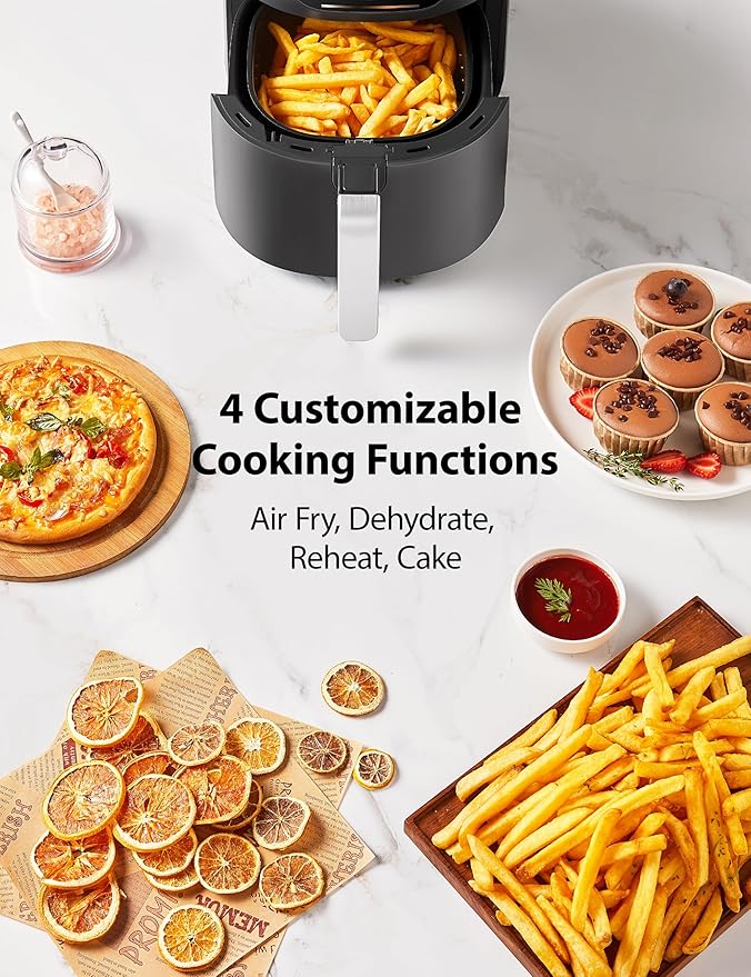 Toshiba 5.5QT Air Fryer with Heat-Q Technology, Quick and Easy Meals, 8 Preset Menus and Menu-IQ Function, 1-Degree Fahrenheit Precision, 90% Less Oil, Double-Sided Handles