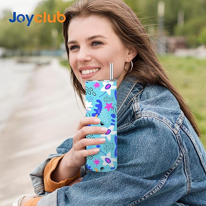 12 Pack Sublimation Tumblers 20 oz Bulk Blank Tumblers Skinny Straight Flat Bottom Cups White with Lid and Straw