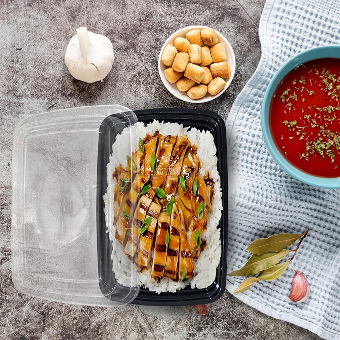 Ruthy's Outlet Meal Prep Containers W/Lids -Square Food Storage – BPA-Free| Stackable | Microwave | Freezer & Dishwasher Safe | Reusable Lunch Bento Box Portion Control & Planning (150 Pack, 24 oz)